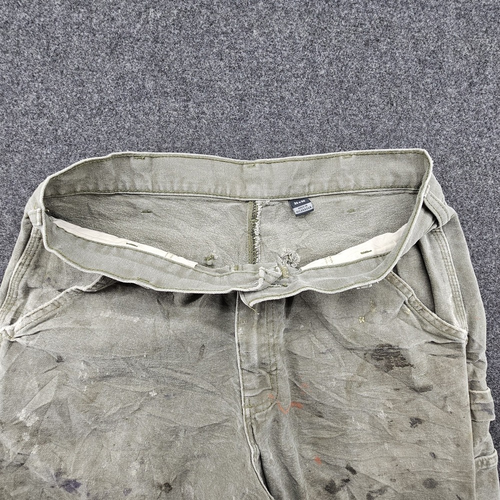 Paint Splattered Faded Green Carhartt Carpenter work pants B11 MOS 32x30 Men's - Picture 11 of 14